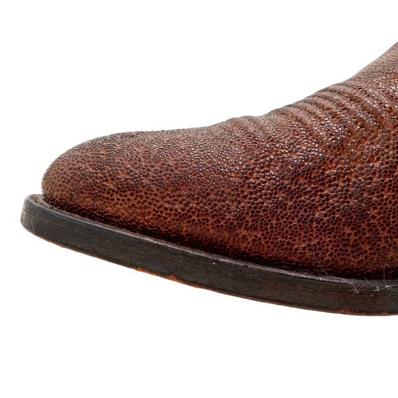 Vintage Lucchese Cowboy Boots Brown Exotic Leather Mens 8.5 D Custom Western main image 13